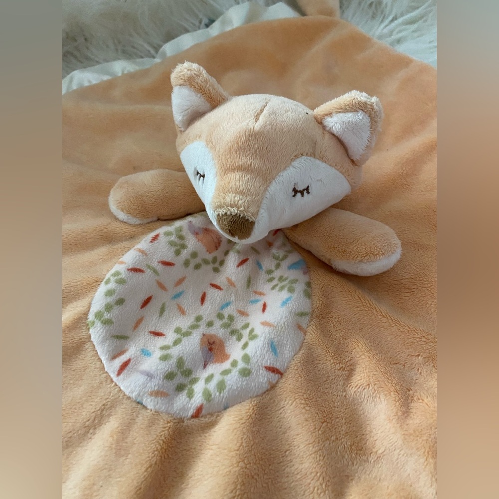 Plush Fox Baby Comforter - Tan and Cream